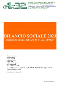 copertina bilancio sociale 2023 art 32 ets