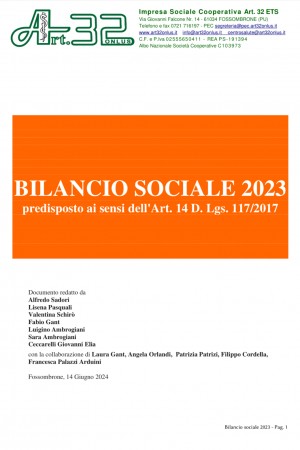 copertina bilancio sociale 2023 art 32 ets